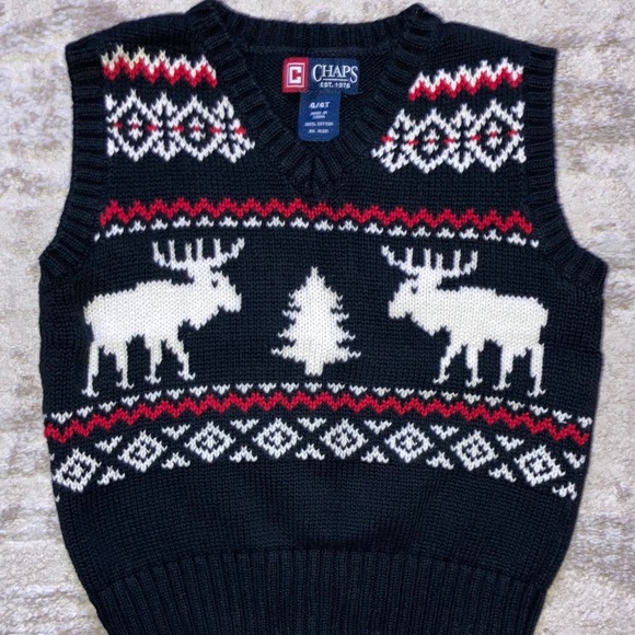 Chaps Other - CHAPS Kids 4/4T Black White Holiday Sweater Vest